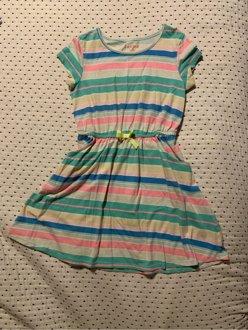 Cat & Jack Pastel Striped Knit Dress - Mint, Pink, Blue, Cream